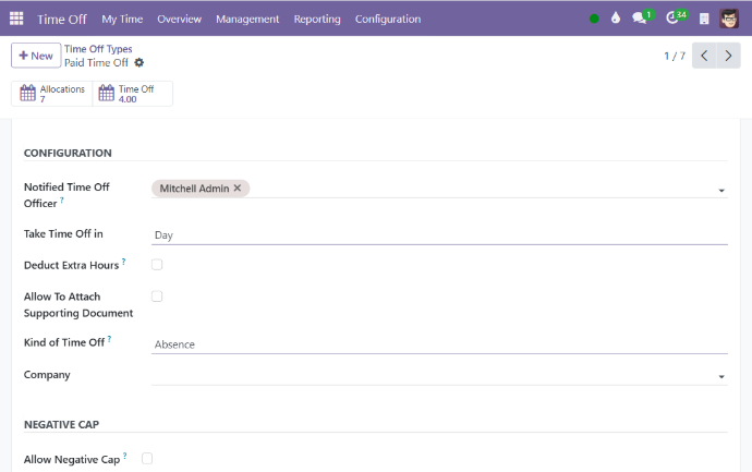 Time Off Configuration