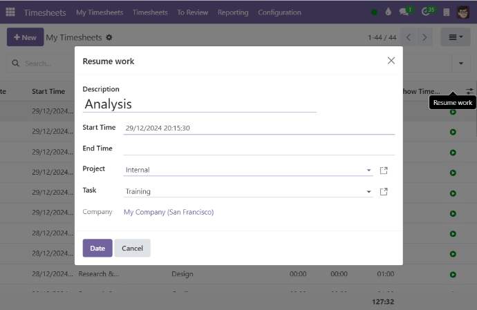 Timesheet Registration