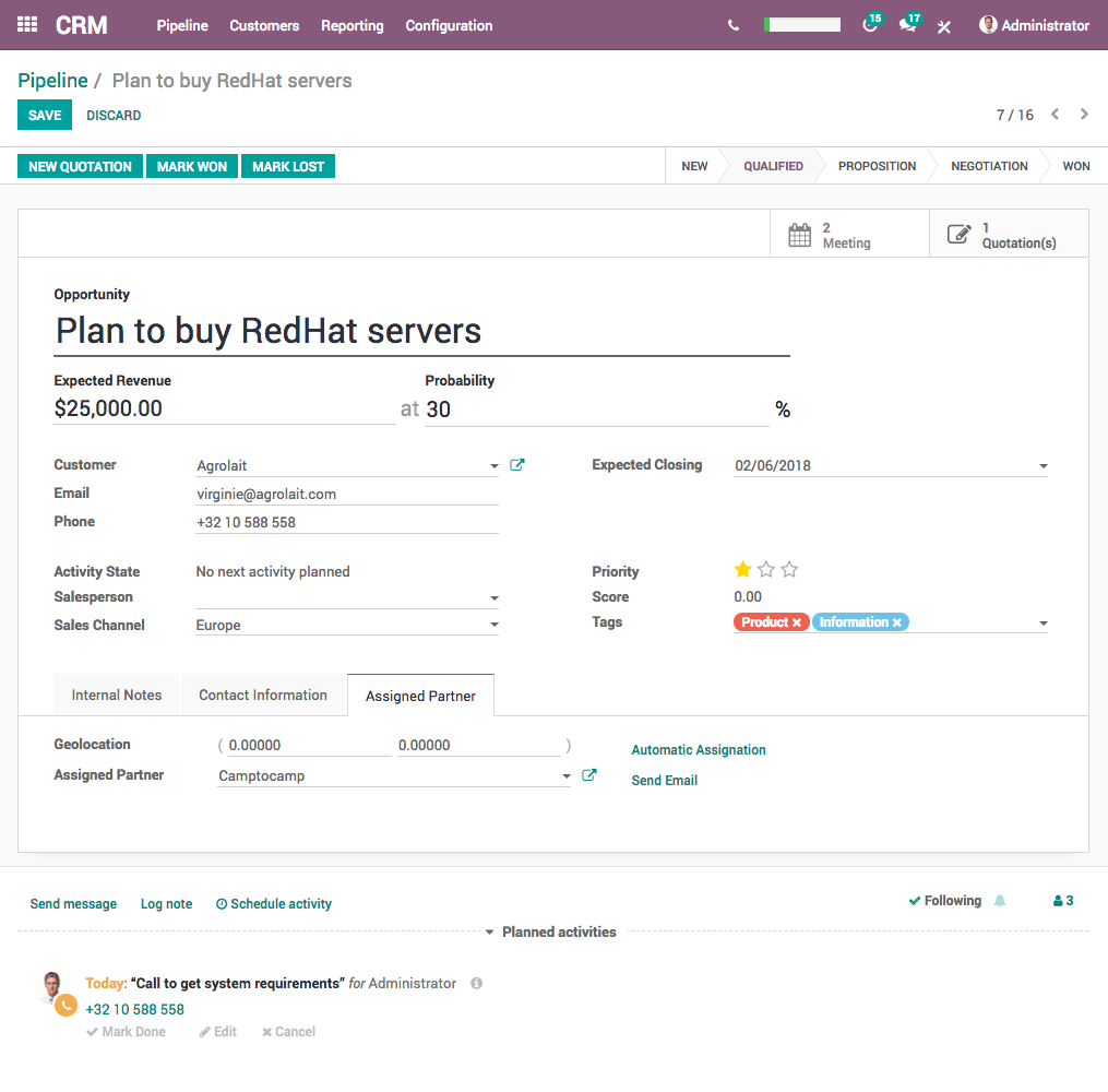 Pipeline odoo CRM